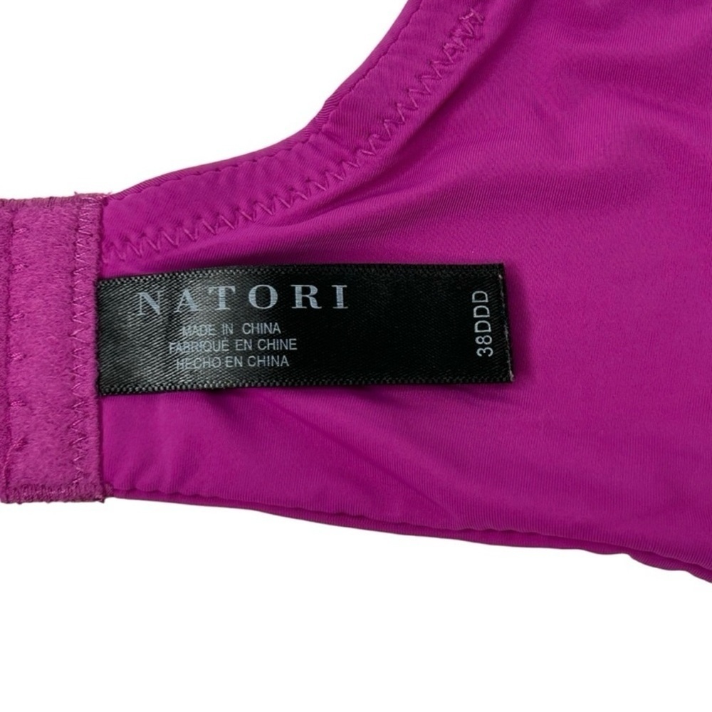 NATORI Bra Full coverage Underwire Adj lace straps Pink Gray Like new 38DDD/38F - Picture 12 of 13